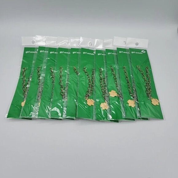 Girl Scout Trefoil BRACELET +Trefoil Charm Jewelry award GIFT NEW Lot Of 10